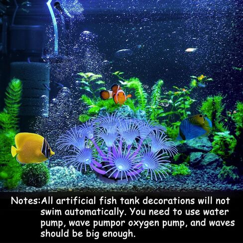 Soft Silicone Glowing Fish Tank Decorations, Aquarium Decoration Plants Glow in The Dark, Aquarium Glowing Kelp Plant, Glowing Artificial Coral Ornament Water Grass for Fish Tank Decor, Blue in Kuwait