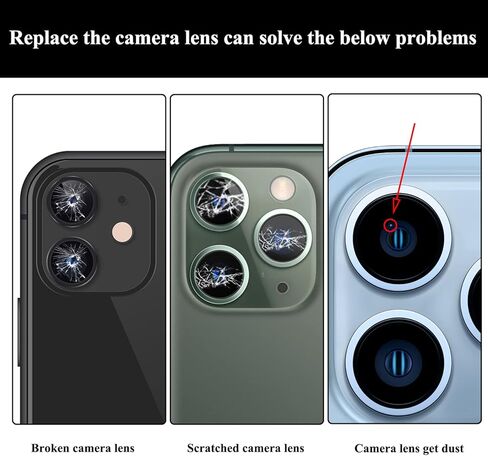 Rear Camera Lens Glass Replacement with Adhesive Pre-Installed Compatible for iPhone 13 Pro / 13 Pro Max (3 Pieces/Set) with Repair Tools and Installation Manual in Saudi Arabia