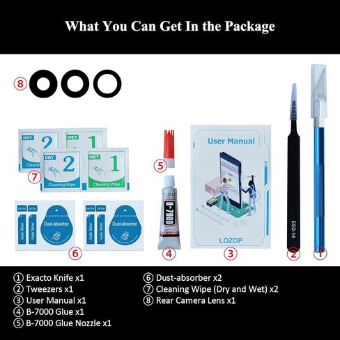 Rear Camera Lens Glass Replacement with Adhesive Pre-Installed Compatible for iPhone 13 Pro / 13 Pro Max (3 Pieces/Set) with Repair Tools and Installation Manual in Saudi Arabia