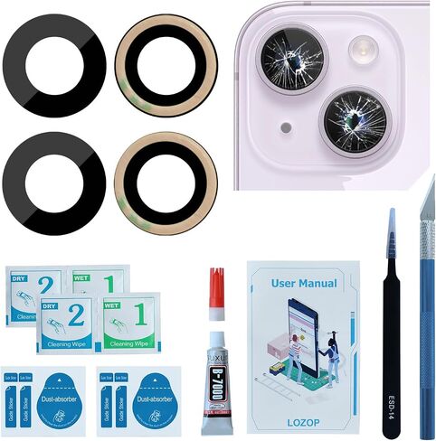 Rear Camera Lens Glass Replacement with Adhesive Pre-Installed Compatible for iPhone 13 Pro / 13 Pro Max (3 Pieces/Set) with Repair Tools and Installation Manual in Saudi Arabia