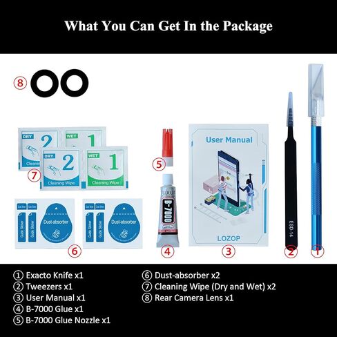 Rear Camera Lens Glass Replacement with Adhesive Pre-Installed Compatible for iPhone 13 Pro / 13 Pro Max (3 Pieces/Set) with Repair Tools and Installation Manual in Saudi Arabia