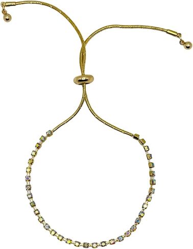 Adjustable Length Snake Chain Bracelet with Colorful Gemstones - Unique Luster (red) in Saudi Arabia