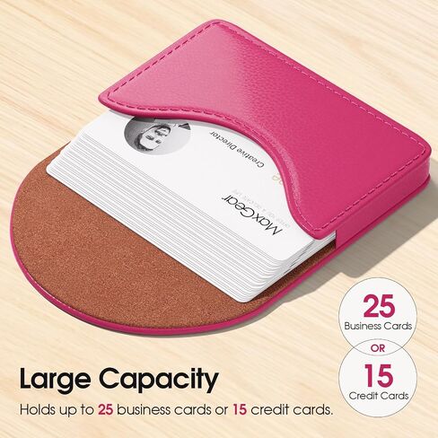 MaxGear Business Card Holder, PU Leather Business Card Case Pocket for Men or Women, Professional Slim Credit Cards Carrier Name Cards Holder Wallet with Magnetic Shut, Coffee in Saudi Arabia