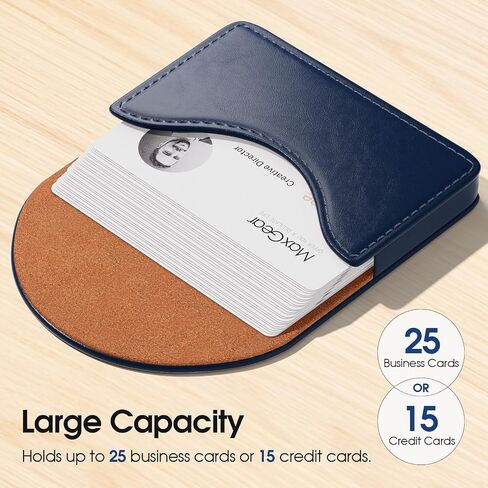 MaxGear Business Card Holder, PU Leather Business Card Case Pocket for Men or Women, Professional Slim Credit Cards Carrier Name Cards Holder Wallet with Magnetic Shut, Coffee in Saudi Arabia