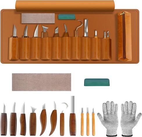 yhlawm wood whittling kit للمبتدئين ، مجموعة نحت خشبية مع 6 أجزاء من سكاكين نحت الخشب وكتل خشبية من خشب الباسو in Saudi Arabia