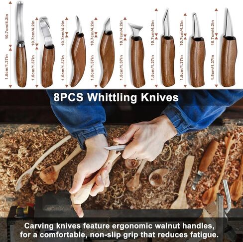 yhlawm wood whittling kit للمبتدئين ، مجموعة نحت خشبية مع 6 أجزاء من سكاكين نحت الخشب وكتل خشبية من خشب الباسو in Saudi Arabia