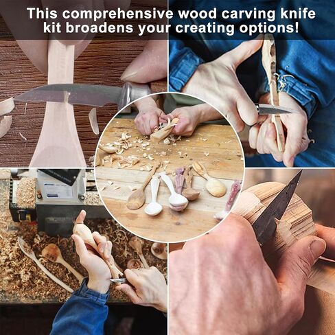 yhlawm wood whittling kit للمبتدئين ، مجموعة نحت خشبية مع 6 أجزاء من سكاكين نحت الخشب وكتل خشبية من خشب الباسو in Saudi Arabia
