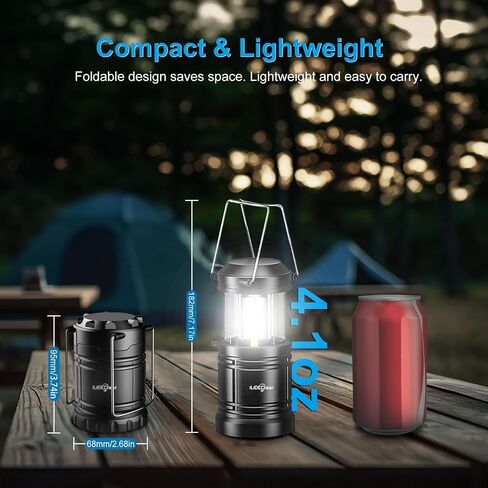 LED Camping Lantern, Battery Operated Lights, Adjustable Brightness for Camping, Emergencies, Power Outages, Outdoor Collapsible Lanterns, 2 Pack in Kuwait