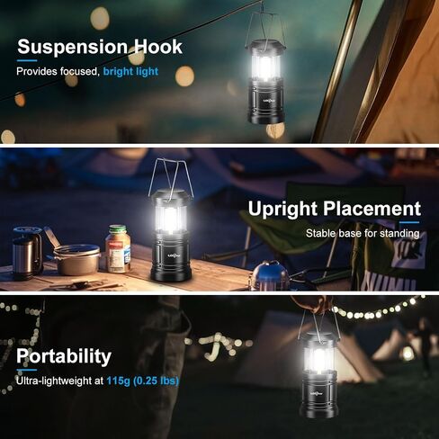 LED Camping Lantern, Battery Operated Lights, Adjustable Brightness for Camping, Emergencies, Power Outages, Outdoor Collapsible Lanterns, 2 Pack in Kuwait