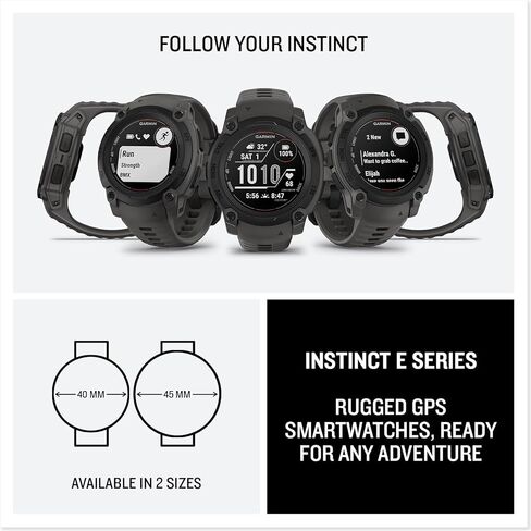 Garmin 010-02932-00 Instinct E 40mm Rugged Outdoor GPS Smartwatch 24/7 Health Monitor (Charcoal) Bundle with 2-Year CPS Protection Pack +Deco Essentials Converter Adapter Type C Adapter, Type-C USB C in Saudi Arabia