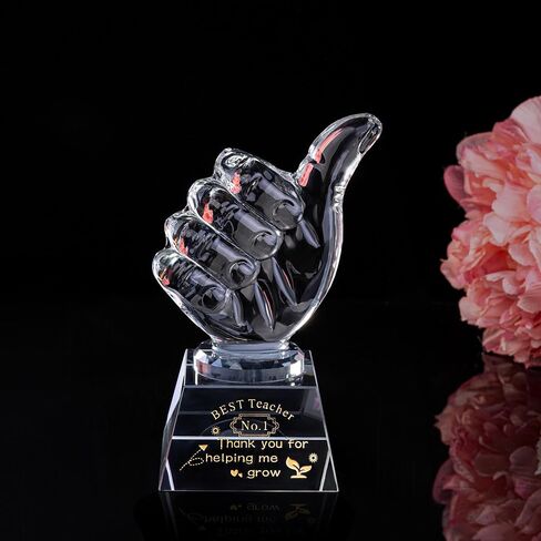 Crystal Awards as Employee Appreciation Gifts with Thumbs Up, Ideal Work Gifts for Coworkers & Staff, Expressing 'Thank You for Being Awesome' to Coworkers, Employees, and Teachers during Christmas in Saudi Arabia