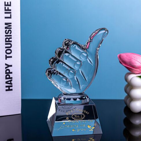 Crystal Awards as Employee Appreciation Gifts with Thumbs Up, Ideal Work Gifts for Coworkers & Staff, Expressing 'Thank You for Being Awesome' to Coworkers, Employees, and Teachers during Christmas in Saudi Arabia