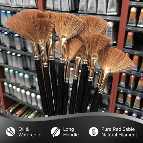 Silver Brush Limited 7104-2 Renaissance Fan Paintbrush for Oil, Watercolor, Gouache, Inks, Dyes, Fluid, & Flow Acrylic, Size 2, Long Handle in Saudi Arabia