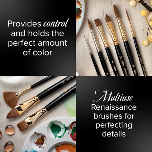 Silver Brush Limited 7104-2 Renaissance Fan Paintbrush for Oil, Watercolor, Gouache, Inks, Dyes, Fluid, & Flow Acrylic, Size 2, Long Handle in Saudi Arabia