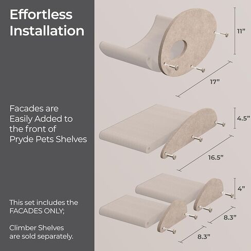أغطية واجهة الجرف المنحنية الإضافية المدمجة متوافقة مع أرفف جدار القط بواسطة حيوانات أليفة - 100 ٪ من الحيوانات الأليفة المستدامة - تم بيع المتسلقات بشكل منفصل - مصدات القطط الأرجوحة والسلامة (دقيق الشوفان) in Kuwait