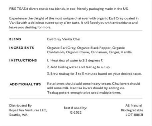 FIRE TEAS Sweet Hot Energy - Gunpowder Green Tea, Cinnamon, Saffron, Ginger, Cardamom - Energy & Power, Delicious, Coffee Alternative, Mild & Spicy - Multiple Brews in Saudi Arabia