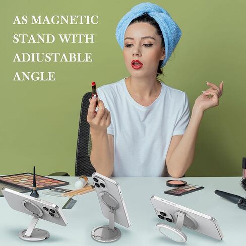 مرآة سيلفي سيلفي 3 في 1 مع ضوء LED لأجهزة iPhone و Android والكمبيوتر المحمول والوردي و 3 سطوع و 3 أوضاع ضوئية ، مع حلقتين معدنيتين ، وقف مع هدية Magsafe لالتقاط صور شخصية in Kuwait