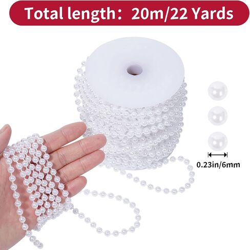 Craft Pearl 33 Feet Pearl Beads Garland for Christmas Tree, 8MM Red Faux Pearls Strings Bead Roll Strand for Wedding Party Christmas Tree Decoration in Saudi Arabia