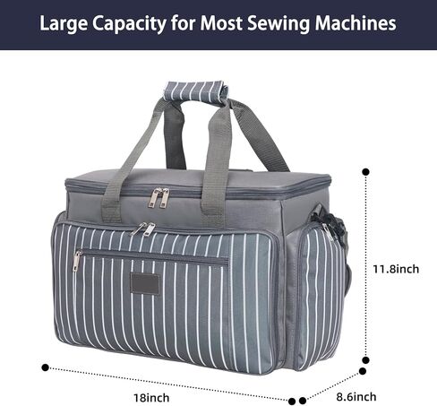 Sewing Machine Case with Wheels, Rolling Sewing Machine Carrying Case, Trolley Tote Bag Fits for Most Standard Sewing Machines Like SINGER, Brother and Janome, Grey in Saudi Arabia