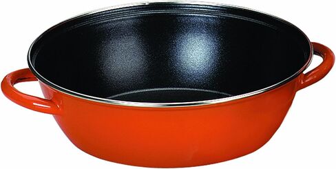 IBILI Deep Frying pan New Handles 36 cm of Enamelled Steel, Orange/Black, 36 x 36 x 11 cm in Saudi Arabia