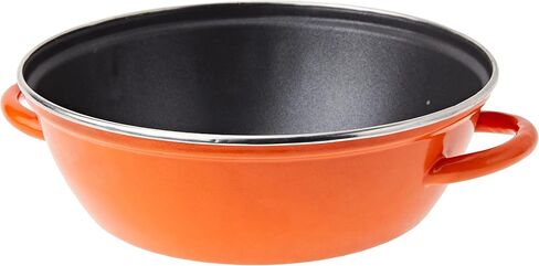 IBILI Deep Frying pan New Handles 36 cm of Enamelled Steel, Orange/Black, 36 x 36 x 11 cm in Saudi Arabia