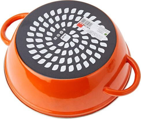 IBILI Deep Frying pan New Handles 36 cm of Enamelled Steel, Orange/Black, 36 x 36 x 11 cm in Saudi Arabia