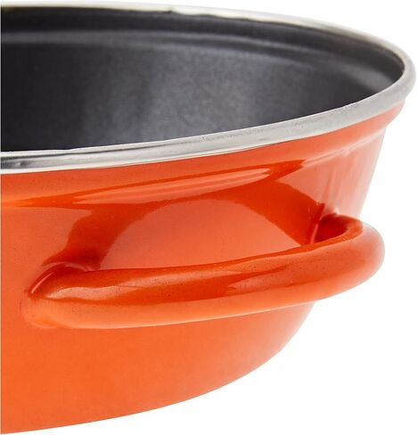 IBILI Deep Frying pan New Handles 36 cm of Enamelled Steel, Orange/Black, 36 x 36 x 11 cm in Saudi Arabia