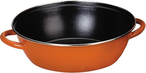 IBILI Deep Frying pan New Handles 36 cm of Enamelled Steel, Orange/Black, 36 x 36 x 11 cm in Saudi Arabia