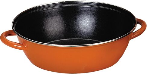 IBILI Deep Frying pan New Handles 36 cm of Enamelled Steel, Orange/Black, 36 x 36 x 11 cm in Saudi Arabia