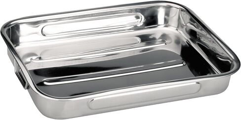 Ibili Roasting Pan Bistro 38x29 سم من الفولاذ المقاوم للصدأ ، 38 × 29 سم ، والفضة in Kuwait