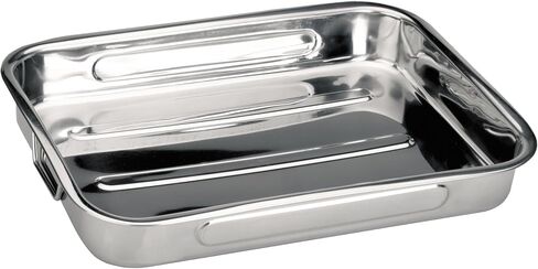 Ibili Roasting Pan Bistro 38x29 سم من الفولاذ المقاوم للصدأ ، 38 × 29 سم ، والفضة in Kuwait