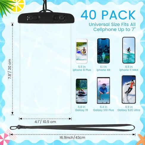 Flutesan 40 Pack Universal Clear Waterproof Phone Pouch, Multicolor in Saudi Arabia