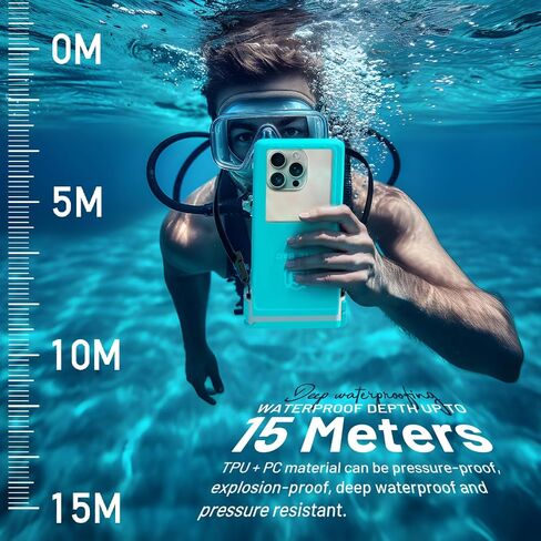 Large Floating Waterproof Phone Case with Lanyard for Snorkeling & Diving - Underwater Phone Pouch Compatible with i-Phone 16/15/14 Pro Max, Galaxy All Series, Beach and Pool Water Park (Pink) in Saudi Arabia