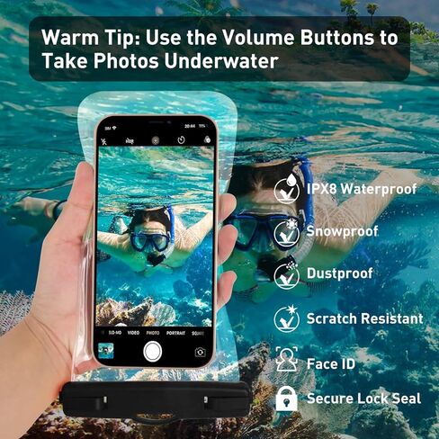 Vsagier[1 Pack] Waterproof Phone Pouch for iPhone 16/15 Pro Max & Galaxy S24+/S23-7 in Waterproof Phone Case with Lanyard, IPX8 Beach Travel Must Haves, Cruise Ship Essentials, Black in Kuwait