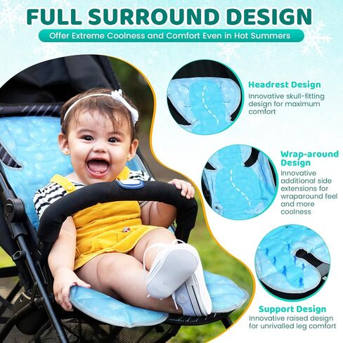 Orzbow Car Seat Cooling Pad for Toddler, Double Sided - Universal Seat Cooler Pad, Gel Baby Cooling Mat Cushion for Stroller, Baby Chair, Child Safety Car Seat, Keep Baby Cool in Summer, Blue in Saudi Arabia