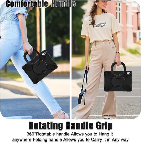 Case for iPad 11th Generation 11" (A16) 2025,iPad 10th Generation 10.9" 2022,Shockproof Cover for Kids with Screen Protector,Rotating Stand,Pencil Holder,Shoulder Strap (Red+Black) in Kuwait