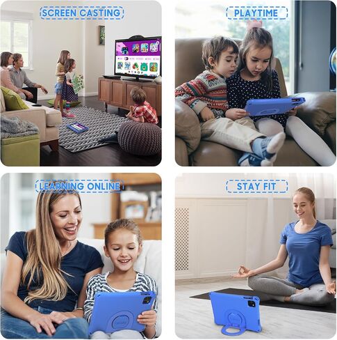 Kids Tablet: 10 Inch Android 15 Tablet for Kids, 64GB Octa-Core 6000mAh Battery, WiFi 6, Pre-Installed Kids Apps, Parental Control with EVA Protective Case – Ideal Gift for Toddler, Blue in Saudi Arabia