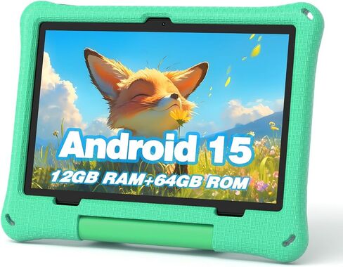 Kids Tablet: 10 Inch Android 15 Tablet for Kids, 64GB Octa-Core 6000mAh Battery, WiFi 6, Pre-Installed Kids Apps, Parental Control with EVA Protective Case – Ideal Gift for Toddler, Blue in Saudi Arabia