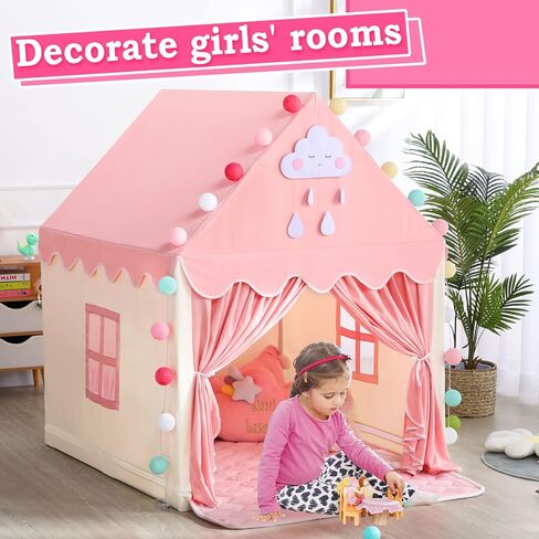 SISTICKER Kids Play Tents for Girls Large Fairy Playhouse for Kids Princess Castle Tent Gift Toys for Girl Toddler Children Play House (Pink) (Pink Tent) in Saudi Arabia