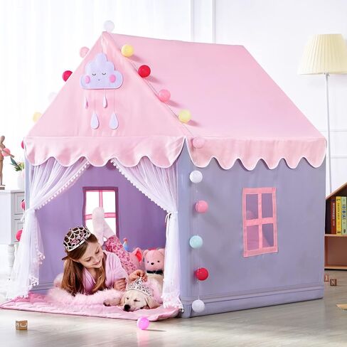 SISTICKER Kids Play Tents for Girls Large Fairy Playhouse for Kids Princess Castle Tent Gift Toys for Girl Toddler Children Play House (Pink) (Pink Tent) in Saudi Arabia