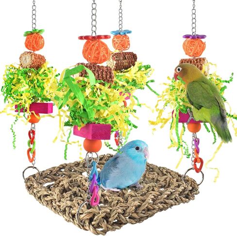 Erkoon Bird Fraging for Cockatiel Bird Toys ، Bird Grass Parkeet Parkedder Shading Toys Fraging Toys Parrot Climbing Wall Toys Lovebird Cage Toys for Small Birds in Kuwait