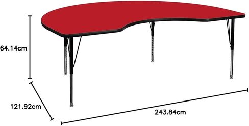 Flash Furniture Kidney Shaped Activity Table with Thick High Pressure Laminate Top and Height Adjustable Pre School Legs, 96"D x 48"W x 25.25"H, Gray in Saudi Arabia