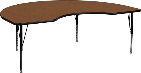 Flash Furniture Kidney Shaped Activity Table with Thick High Pressure Laminate Top and Height Adjustable Pre School Legs, 96"D x 48"W x 25.25"H, Gray in Saudi Arabia