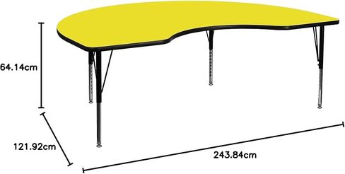 Flash Furniture Kidney Shaped Activity Table with Thick High Pressure Laminate Top and Height Adjustable Pre School Legs, 96"D x 48"W x 25.25"H, Gray in Saudi Arabia