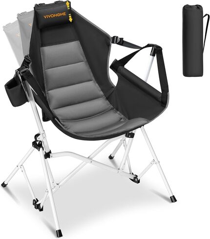 VIVOHOME Hammock Camping Chair, Portable Outdoor Swinging Rocking Chairs for Adults with Adjustable Pillow, Back and Height for Travelling, Backyard, Patio, Supports 400 lbs, 600D Breathable Mesh in Kuwait