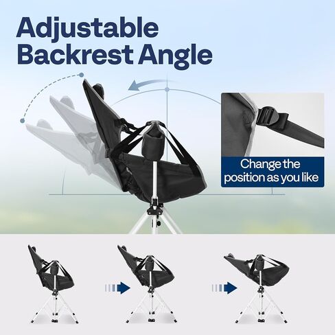 VIVOHOME Hammock Camping Chair, Portable Outdoor Swinging Rocking Chairs for Adults with Adjustable Pillow, Back and Height for Travelling, Backyard, Patio, Supports 400 lbs, 600D Breathable Mesh in Kuwait