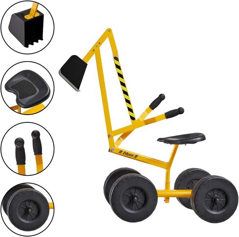 ALBOTT Ride on Sand Digger Excavator Toys تعمل رافعة مع عجلات 8 بوصات ومقعد دوران 360 درجة (برتقالي) in Kuwait