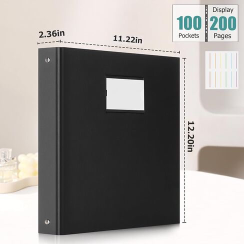 الموثق uquelic مع الأكمام البلاستيكية للحرف/الحجم A4 (11 '' x 8.5 '') مع مقسمات للمستندات والشهادات والأعمال الفنية ، يتم عرض 200 صفحة مع صفحات مقسم PP ملونة (أسود ، 100 جيوب) in Saudi Arabia