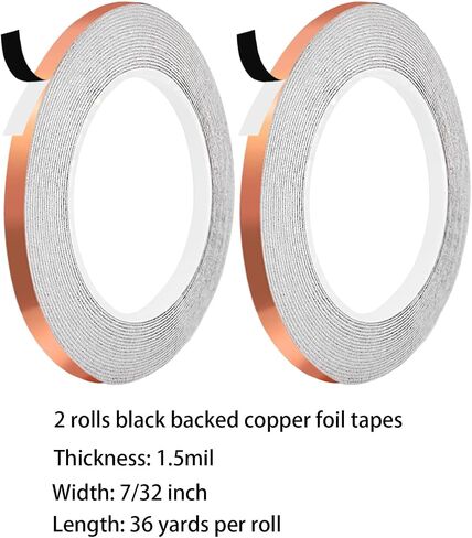 3/16 Inch Black Lined Copper Foil Tape for Stained Glass and Crafts, 2 Rolls 36 Yards Copper foil Tape for Stained Glass Soldering, Stained Glass Supplies in Kuwait