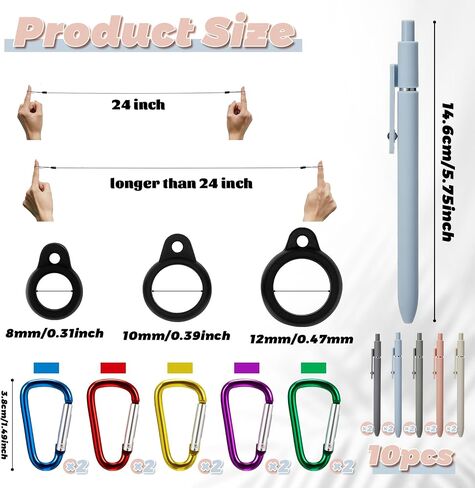 Lewtemi 10 Sets 24 Inch Pen Leash Pen Silicone Lanyard Holder for Clipboard Notebook Office Supplies (Black) in Saudi Arabia
